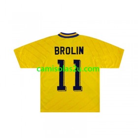 Camisolas de futebol Suécia Brolin 11 Retro Equipamento Principal 1994 Manga Curta